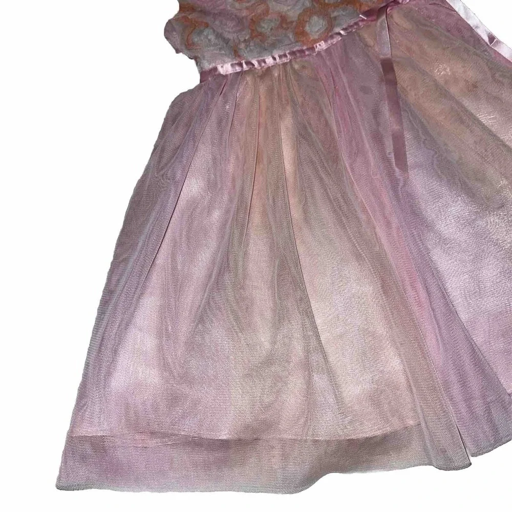 Jona Michelle Toddler girl Bow Lined Tulle Skirt‎ Flower Dress Sz 2 Spring Pink